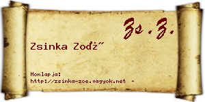 Zsinka Zoé névjegykártya